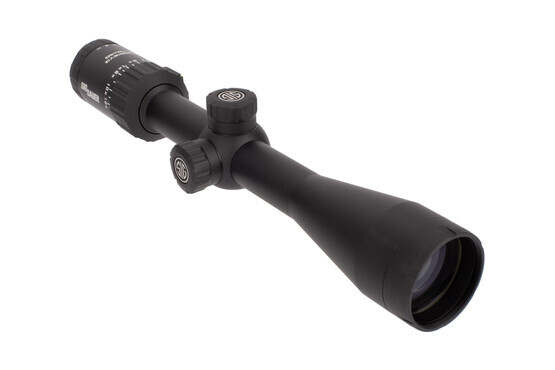 SIG Sauer WHISKEY3 4-12x40 scope with Quadplex reticle features a 1-inch one-piece main tube